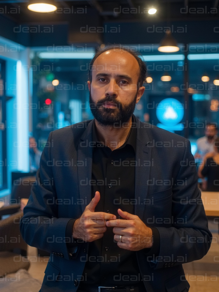 Man in Suit at Cozy Café Setting