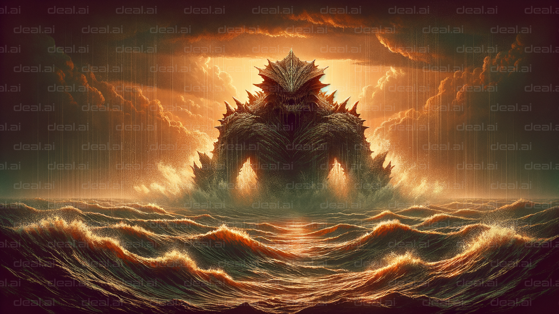 "Stormy Sea Monster Awakens"