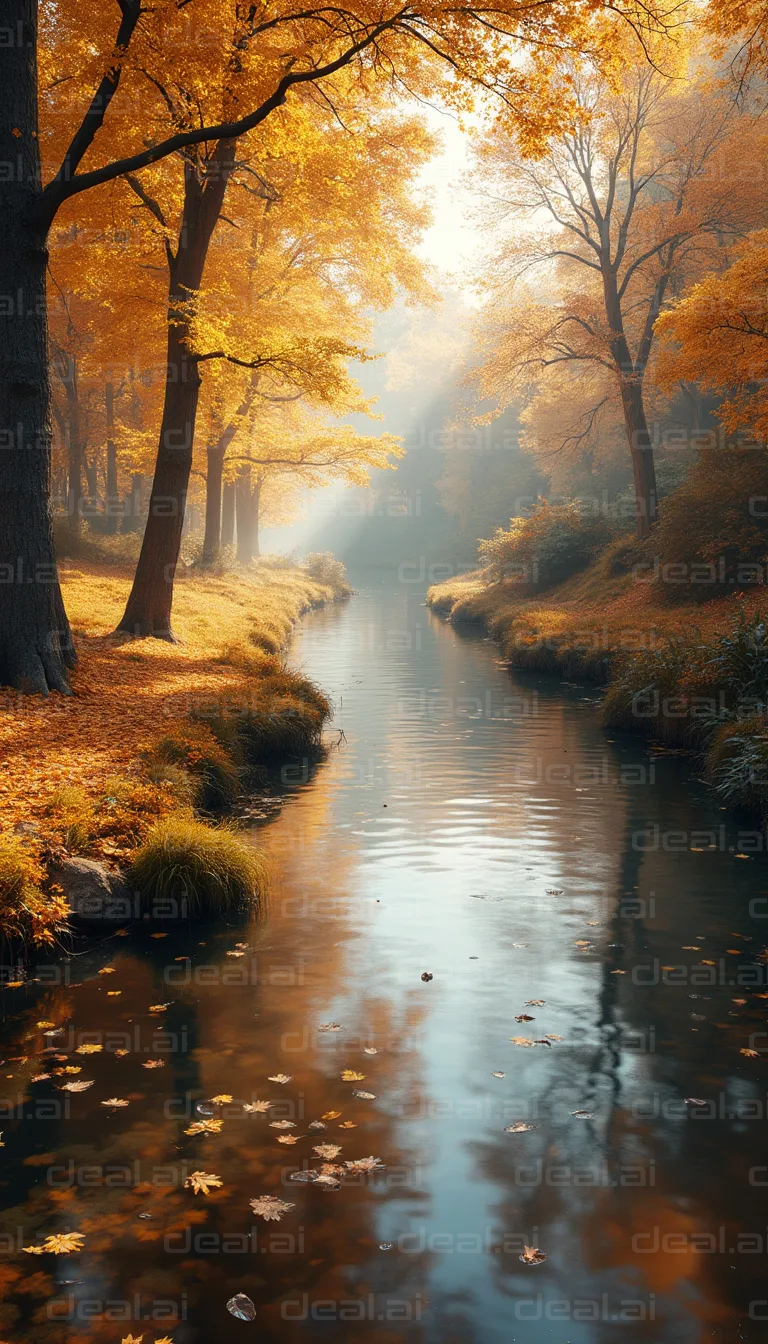 Golden Autumn Forest Stream