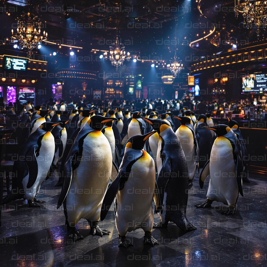 Penguins Party on Dance Floor