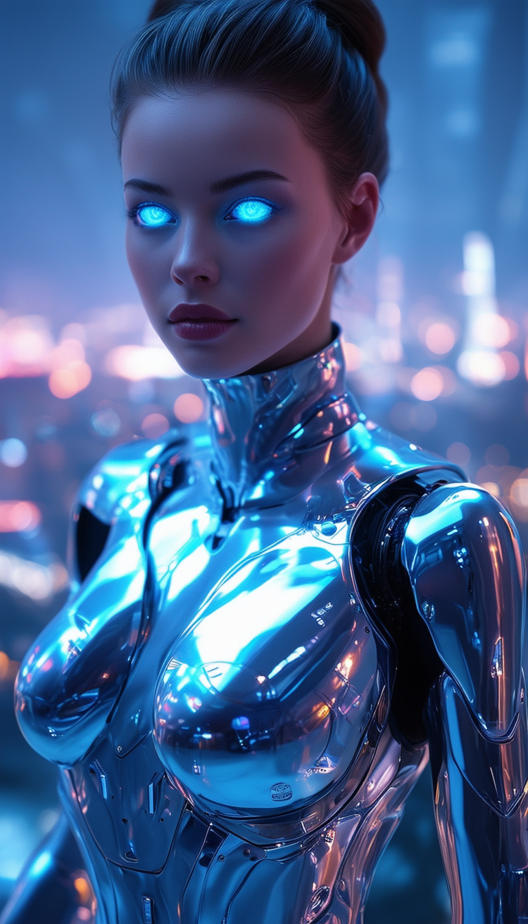 Futuristic Cyborg with Glowing Eyes – deal.ai Art Marketplace