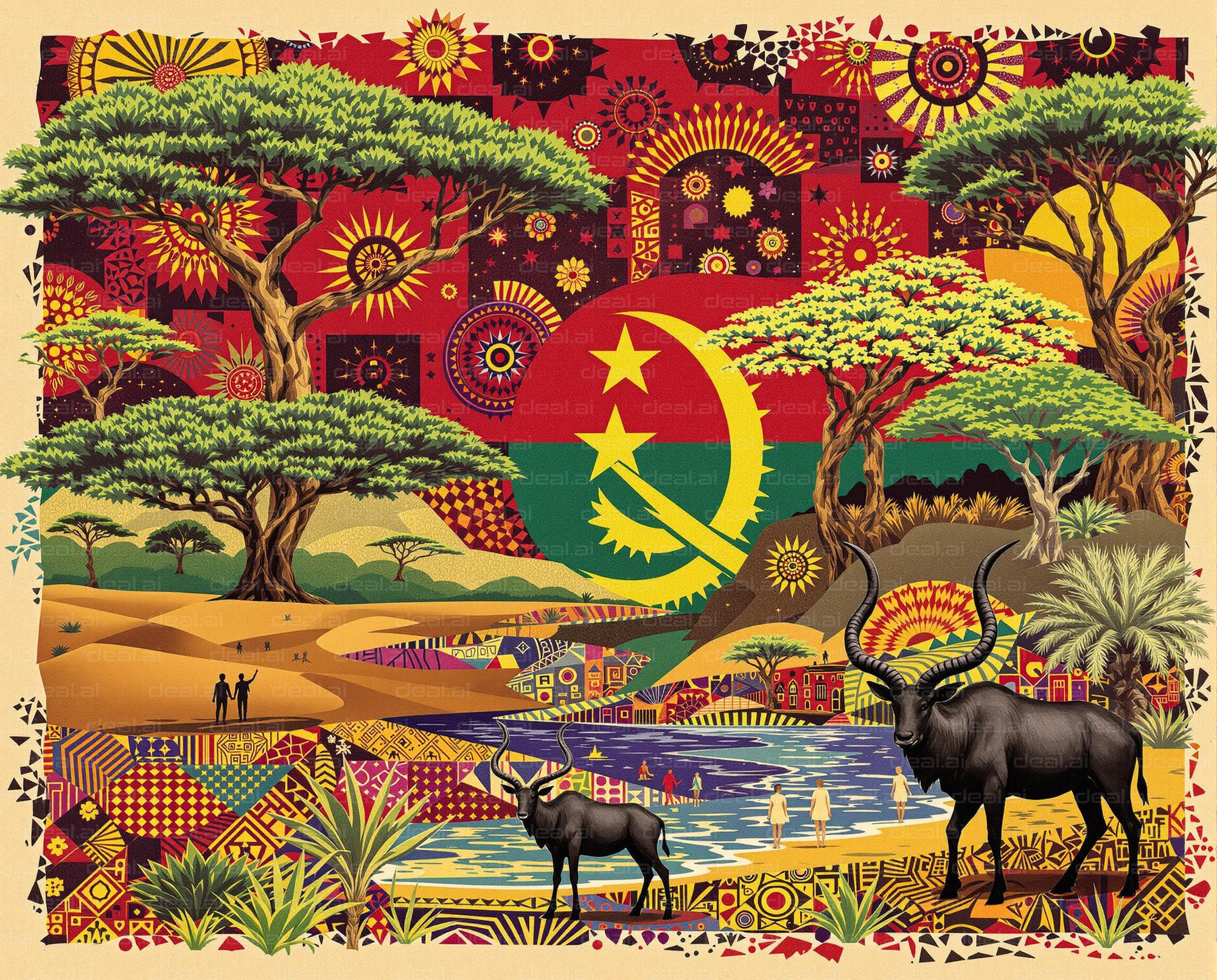 "Vibrant African Wildlife Collage"