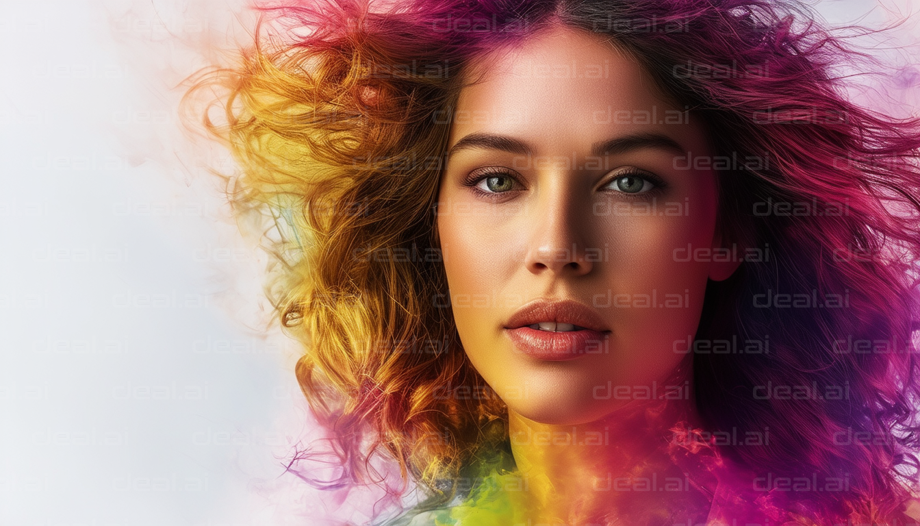 "Vibrant Beauty Amidst Colorful Swirls"