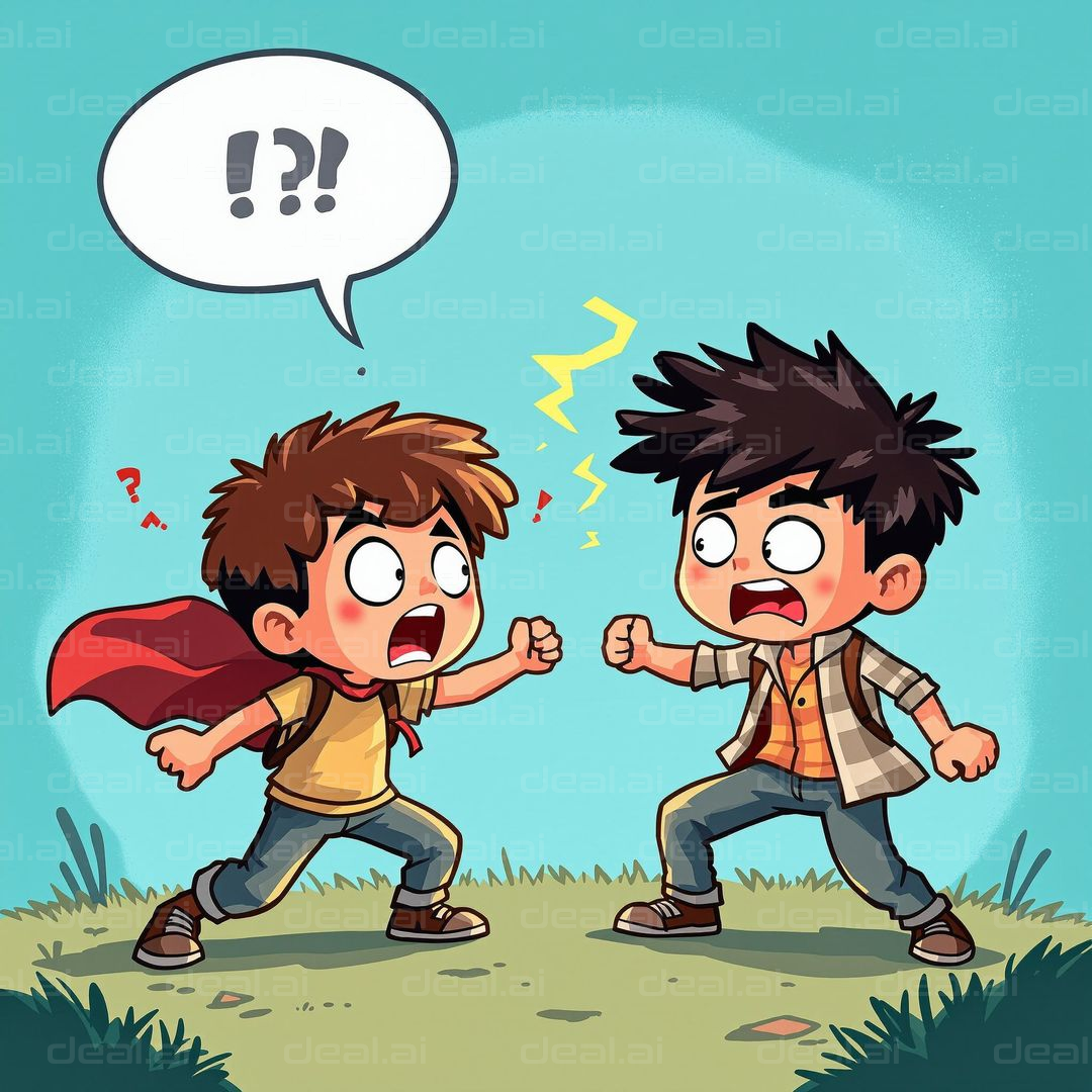 Cartoon Boys' Epic Face-Off