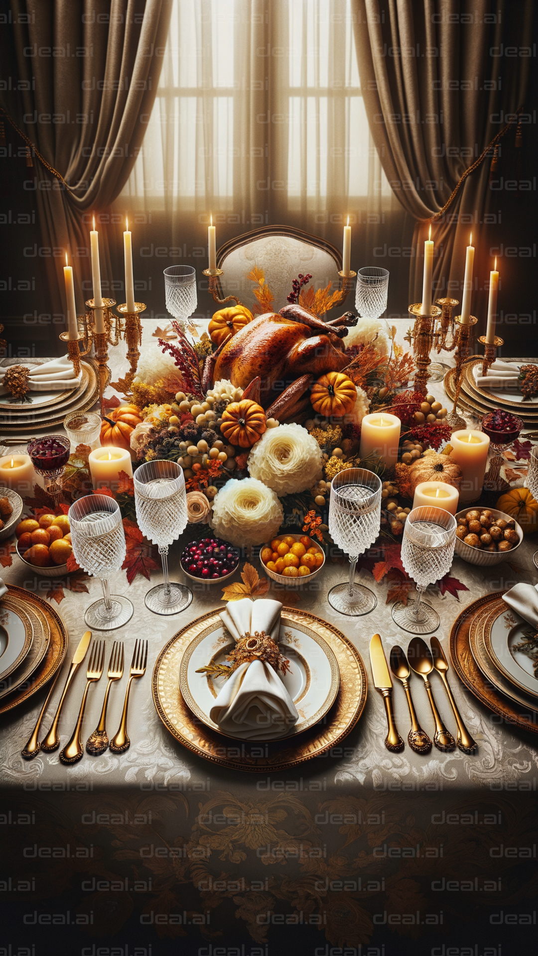 Elegant Thanksgiving Feast Table Setting