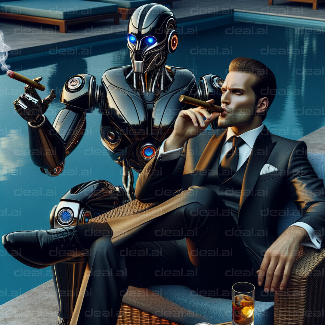 "Luxurious Lifestyle: Man and Robot Relax"