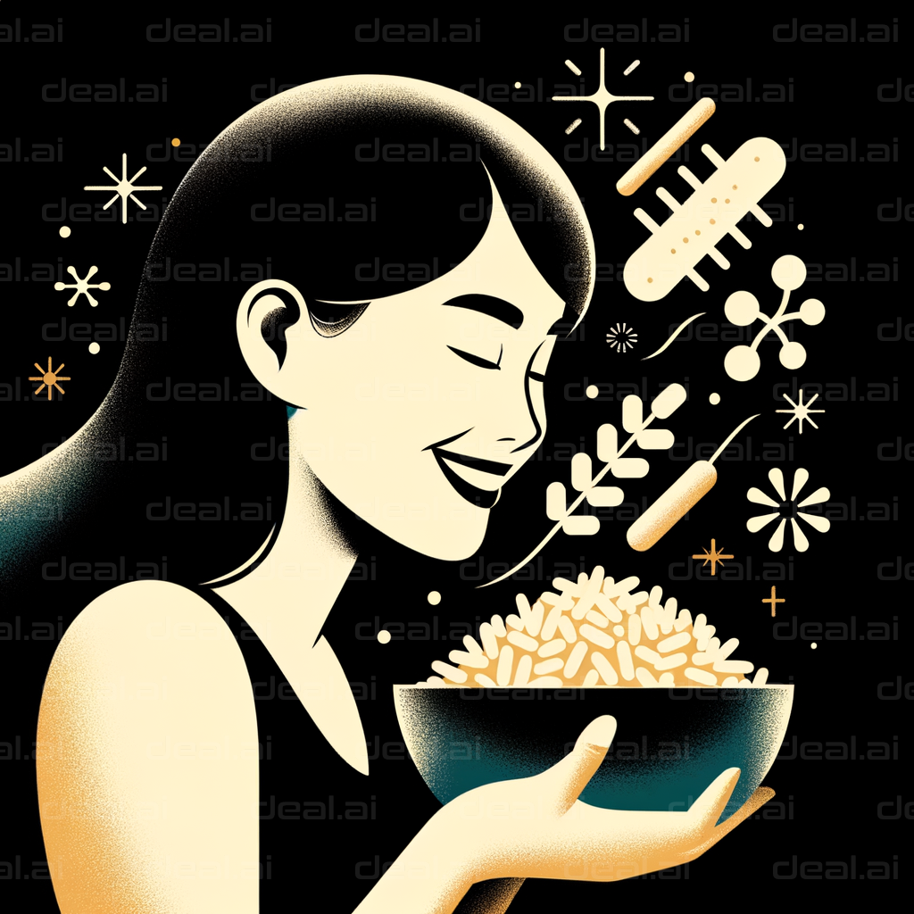 "Joyful Woman Embracing Nutritious Meal"