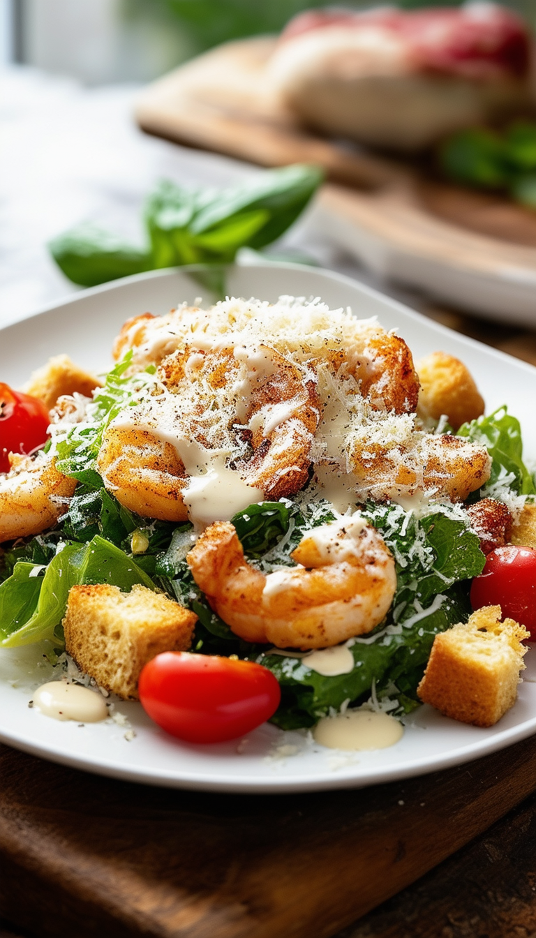 Shrimp Caesar Salad with Parmesan