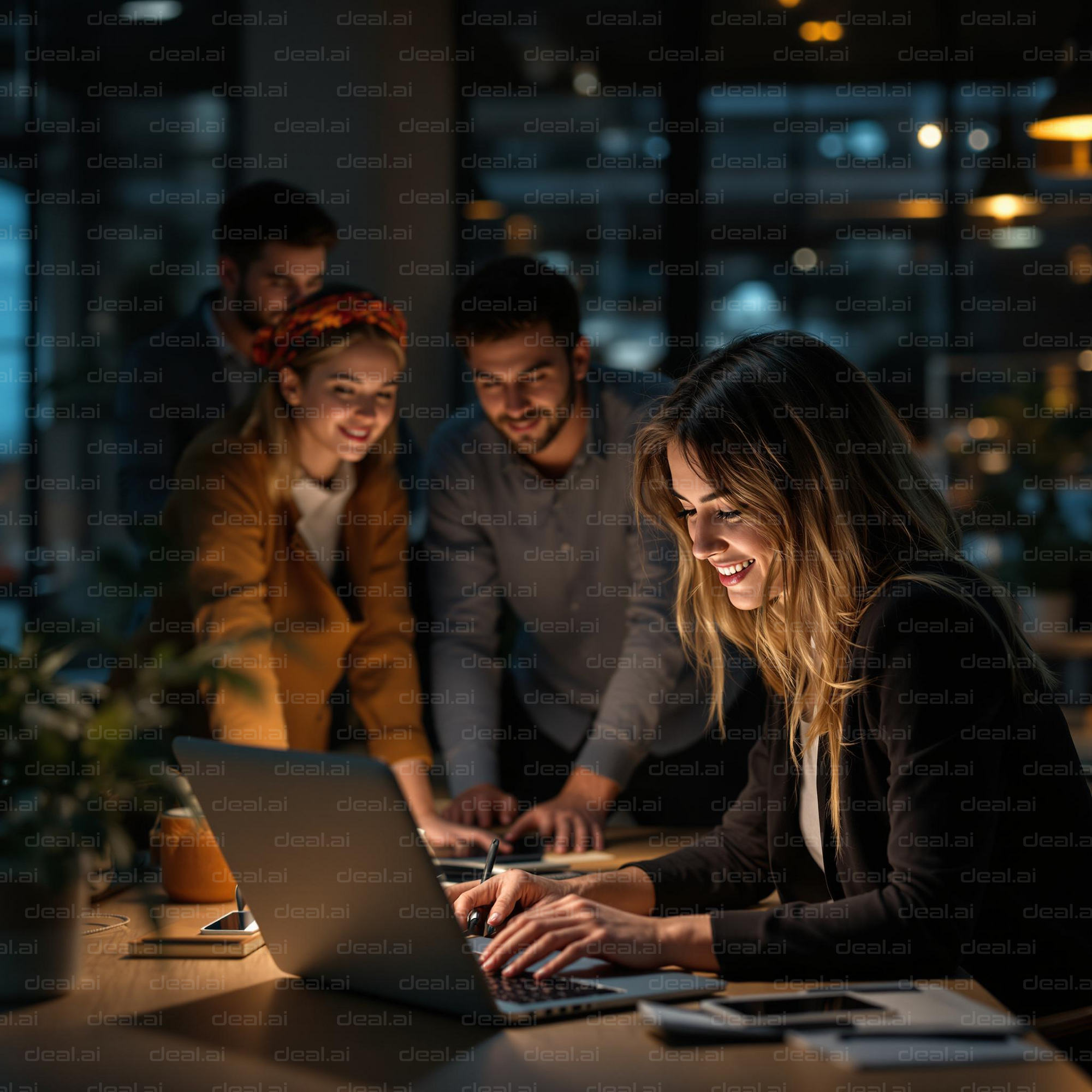 Team Collaboration at Night