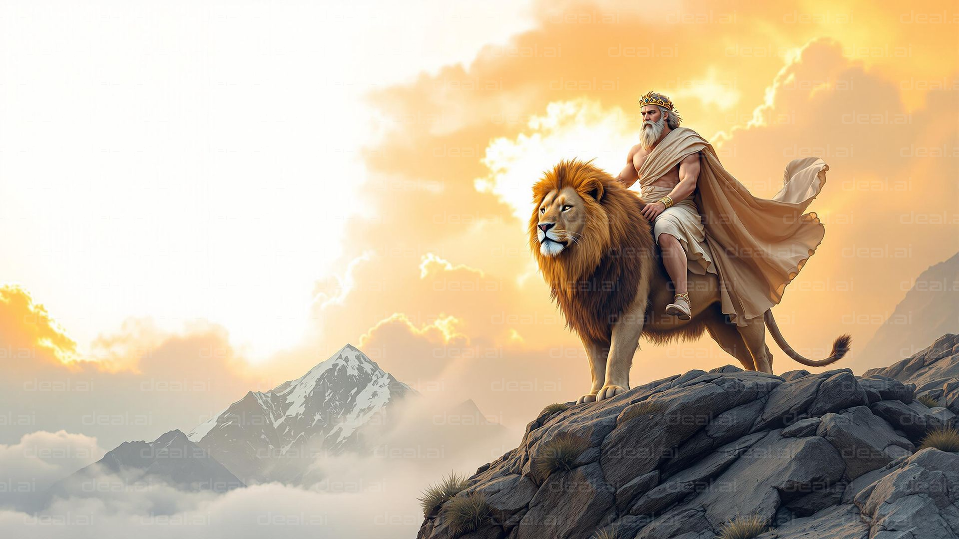 King on Lion at Dawn