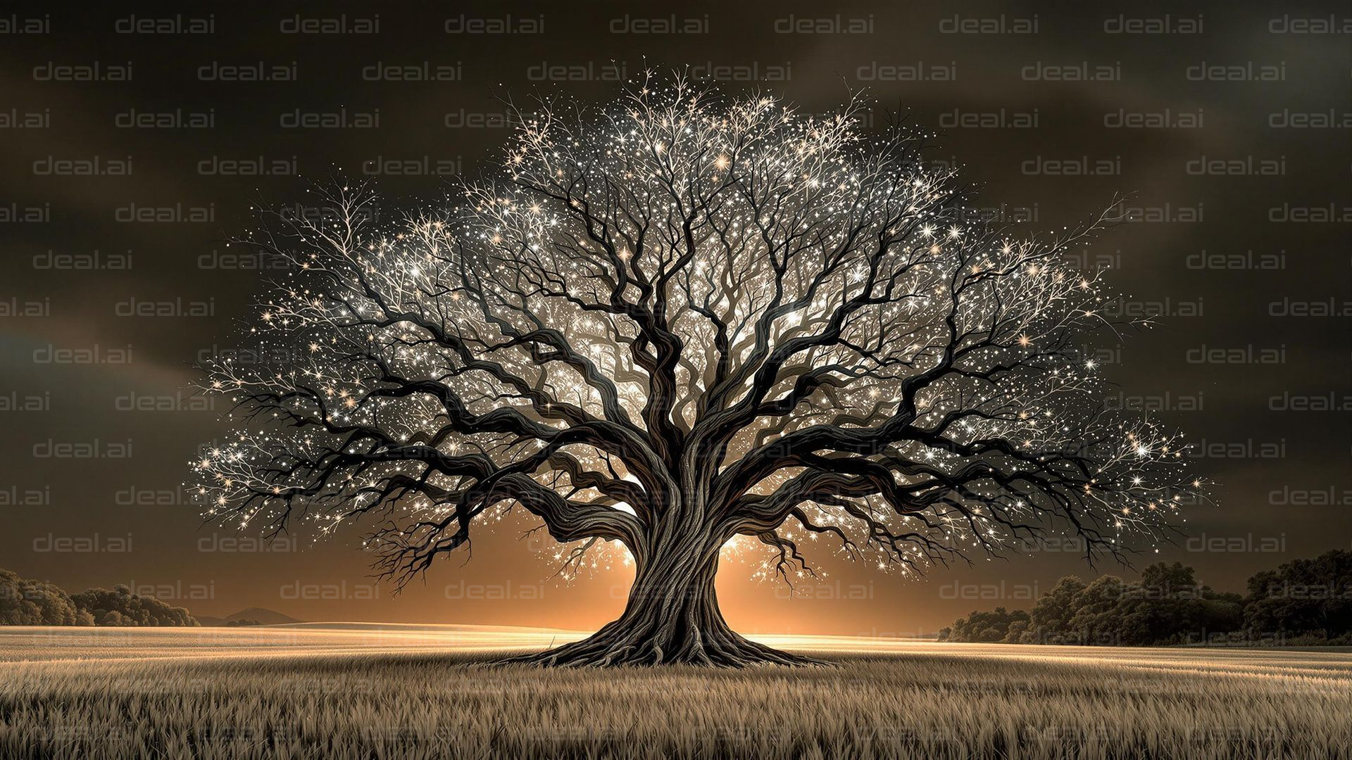 Enchanted Starry Tree at Dusk