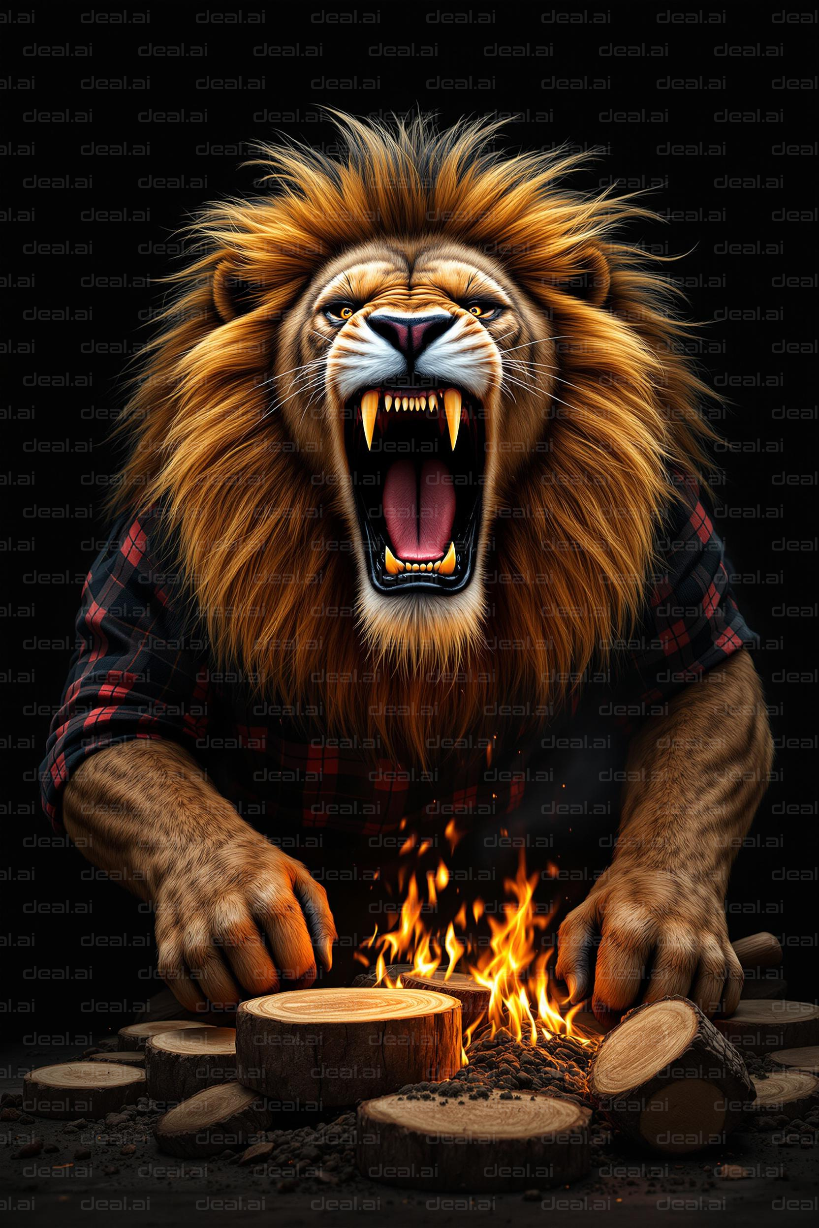 Lion by Firelight