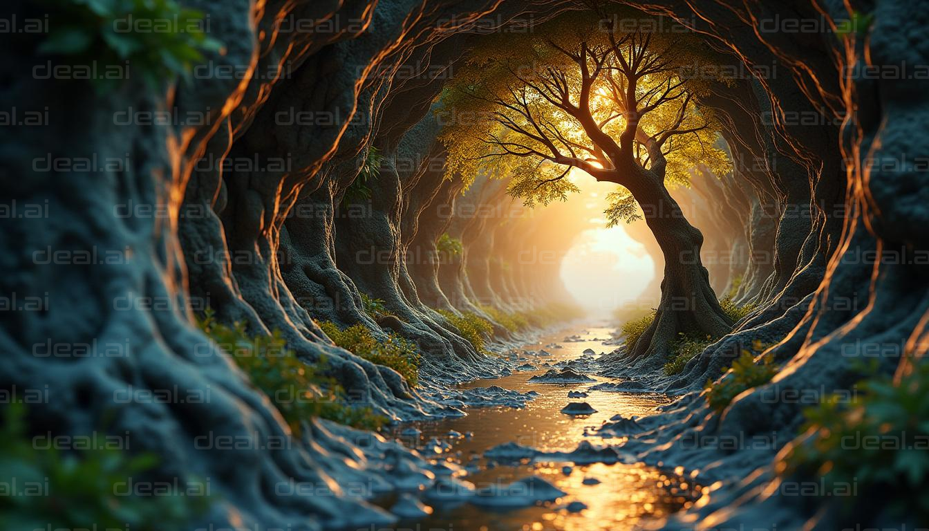 Sunlit Enchanted Forest Path