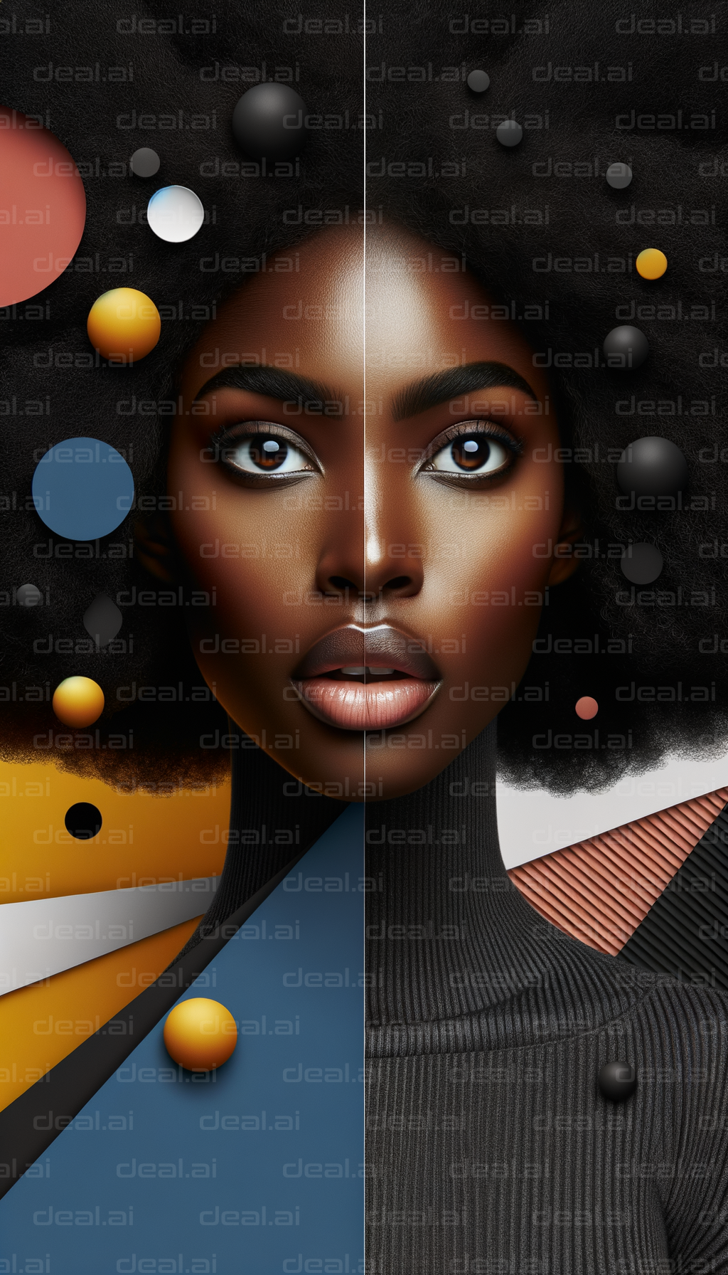 Abstract Portrait with Geometric Elements