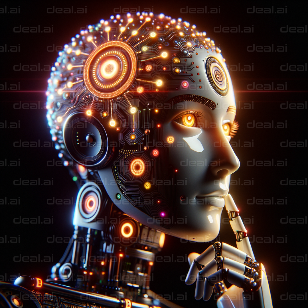 "Futuristic AI Robot Contemplating"