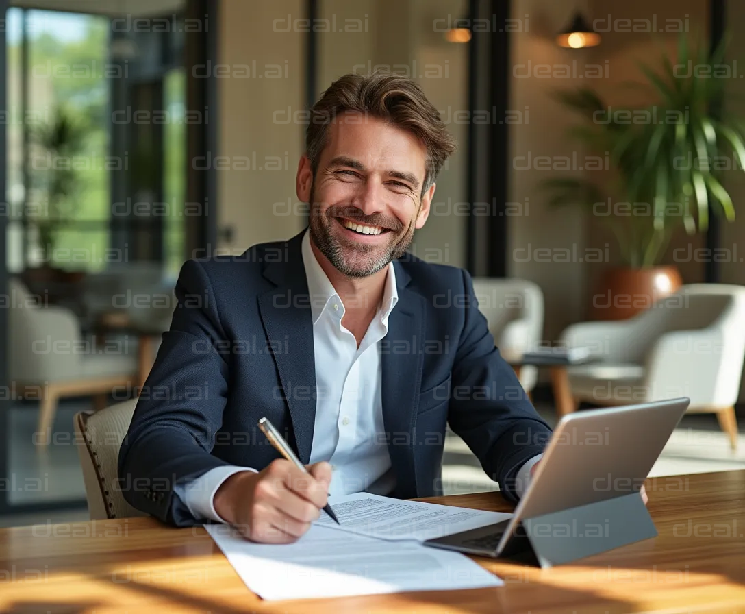 "Confident Businessman at Work"
