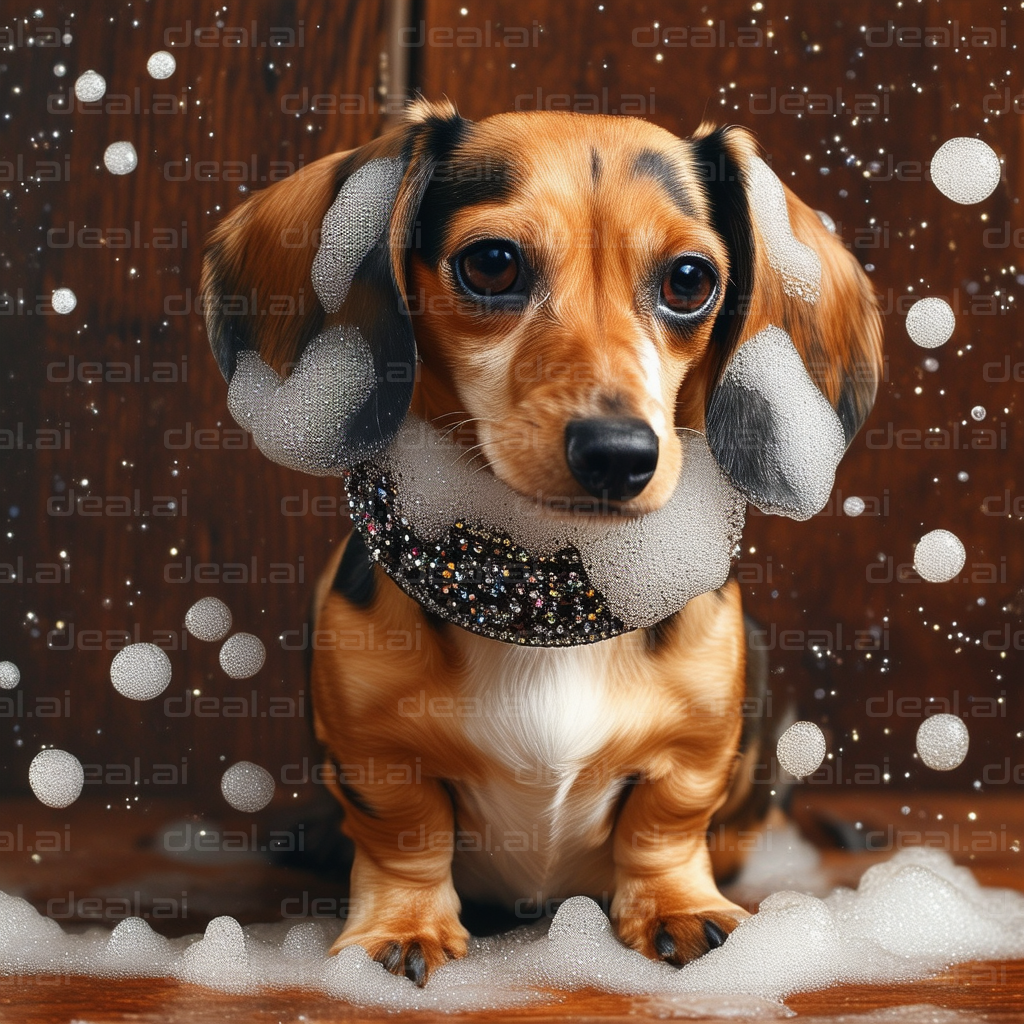 Bubble Bath Time for Adorable Dachshund