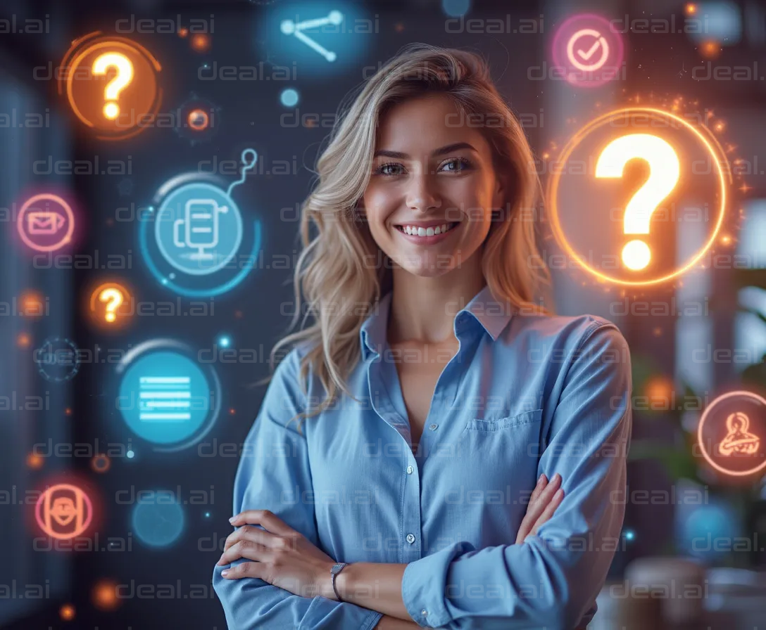 Confident Professional with Digital Icons