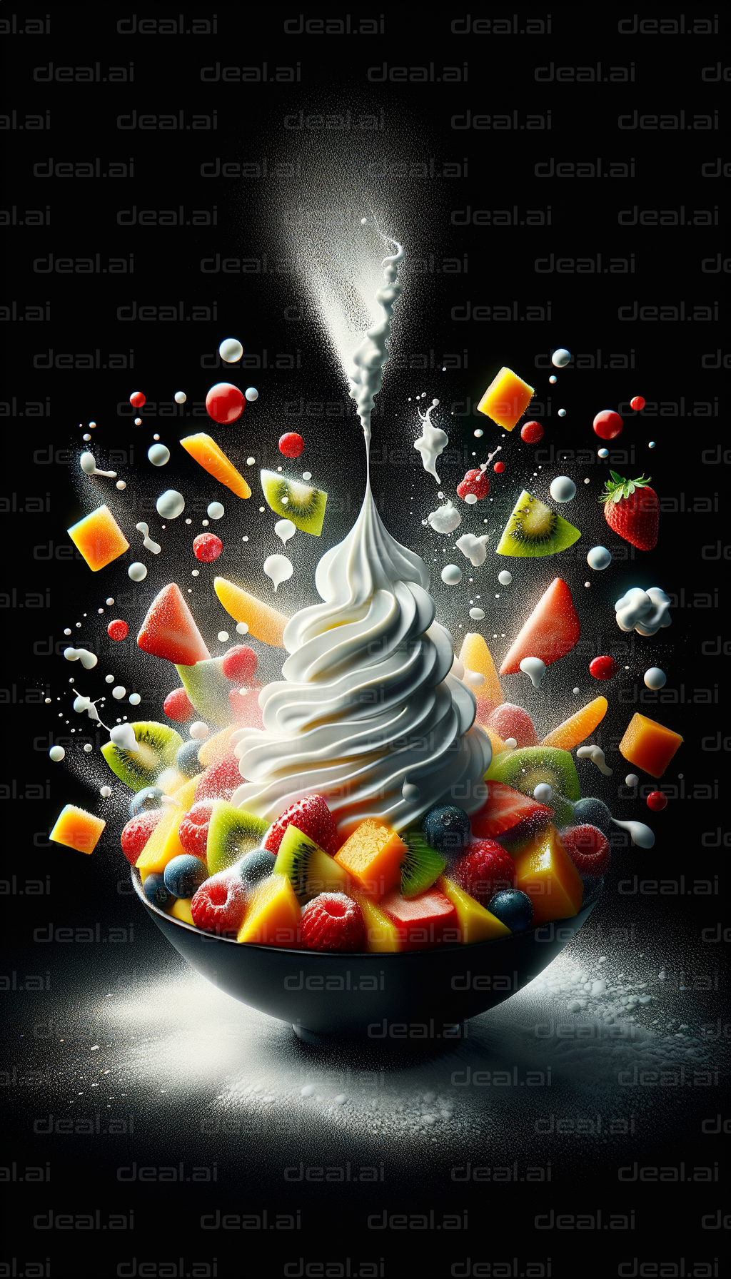 Fruit Explosion with Whipped Cream Magic