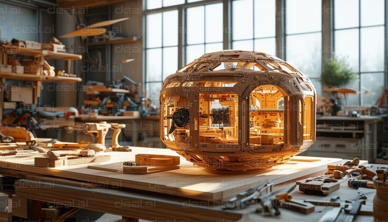 Intricate Wooden Sphere in Workshop