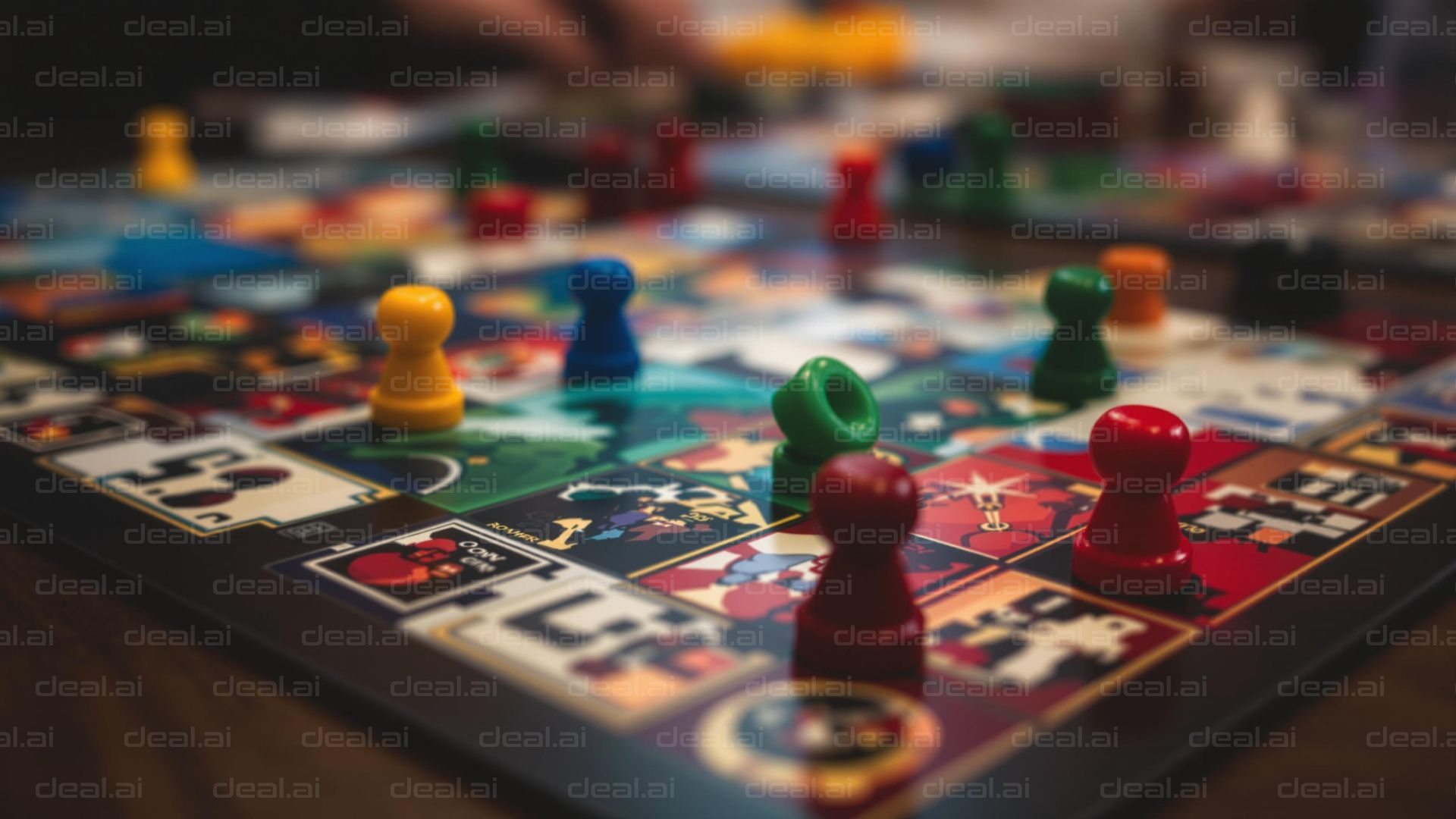 Colorful Board Game Pieces in Play