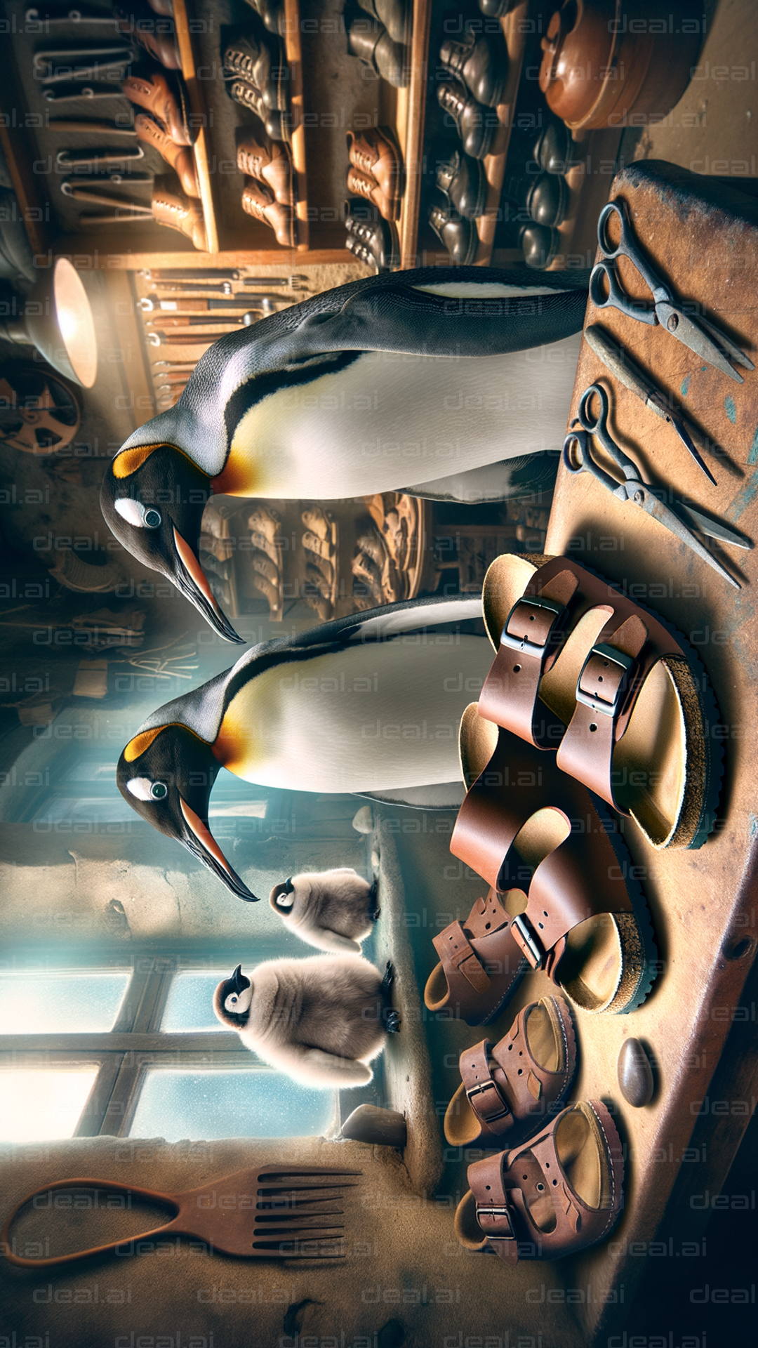 Penguins in a Shoemaker's Workshop