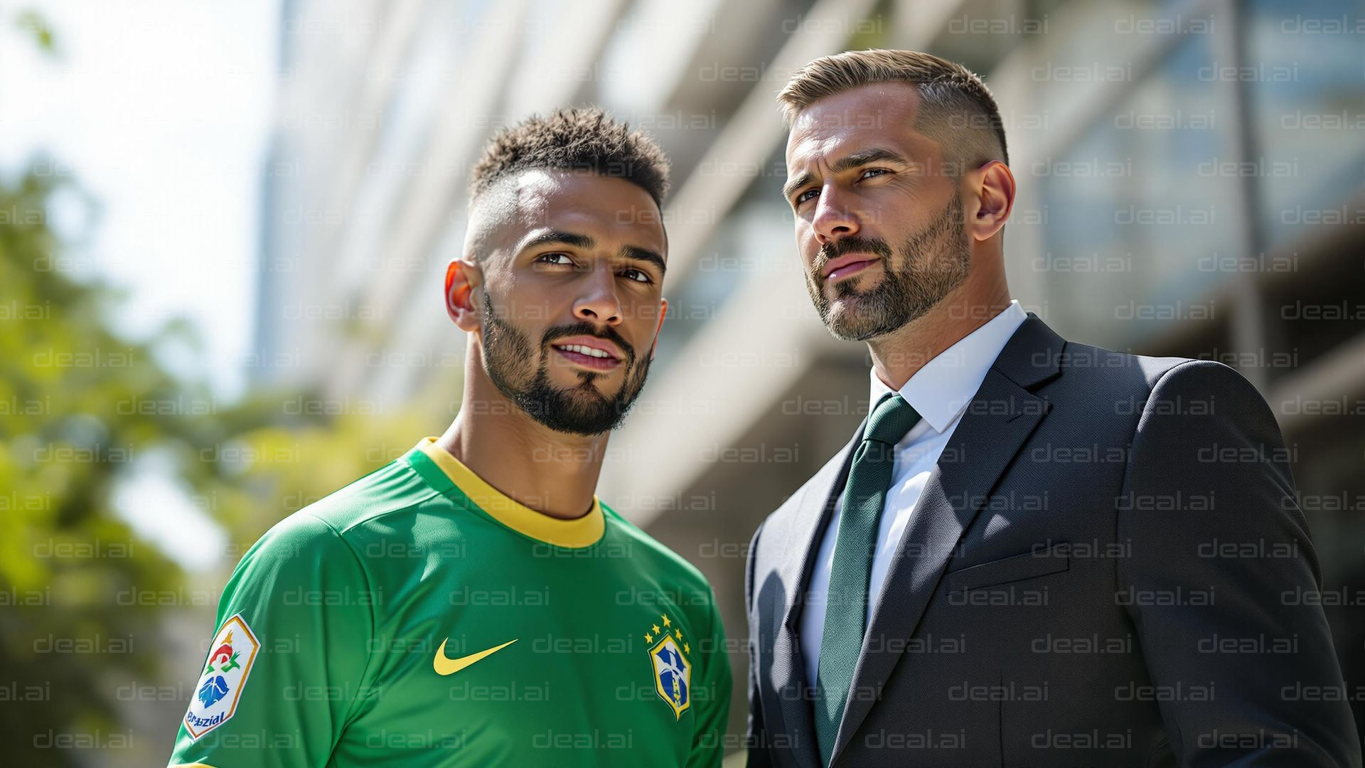 Soccer Star with Businessman Outdoors