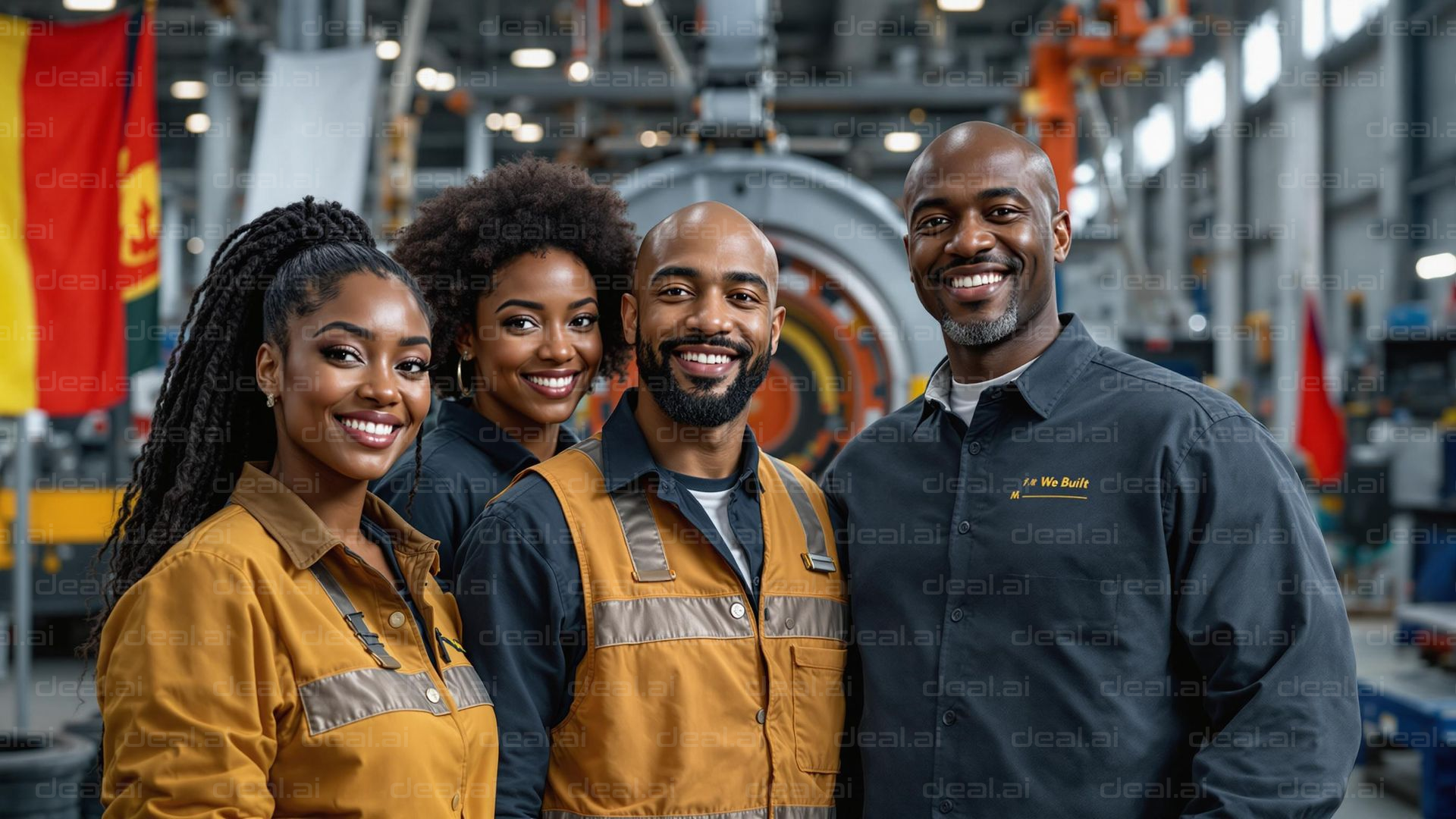 Happy Team in the Factory