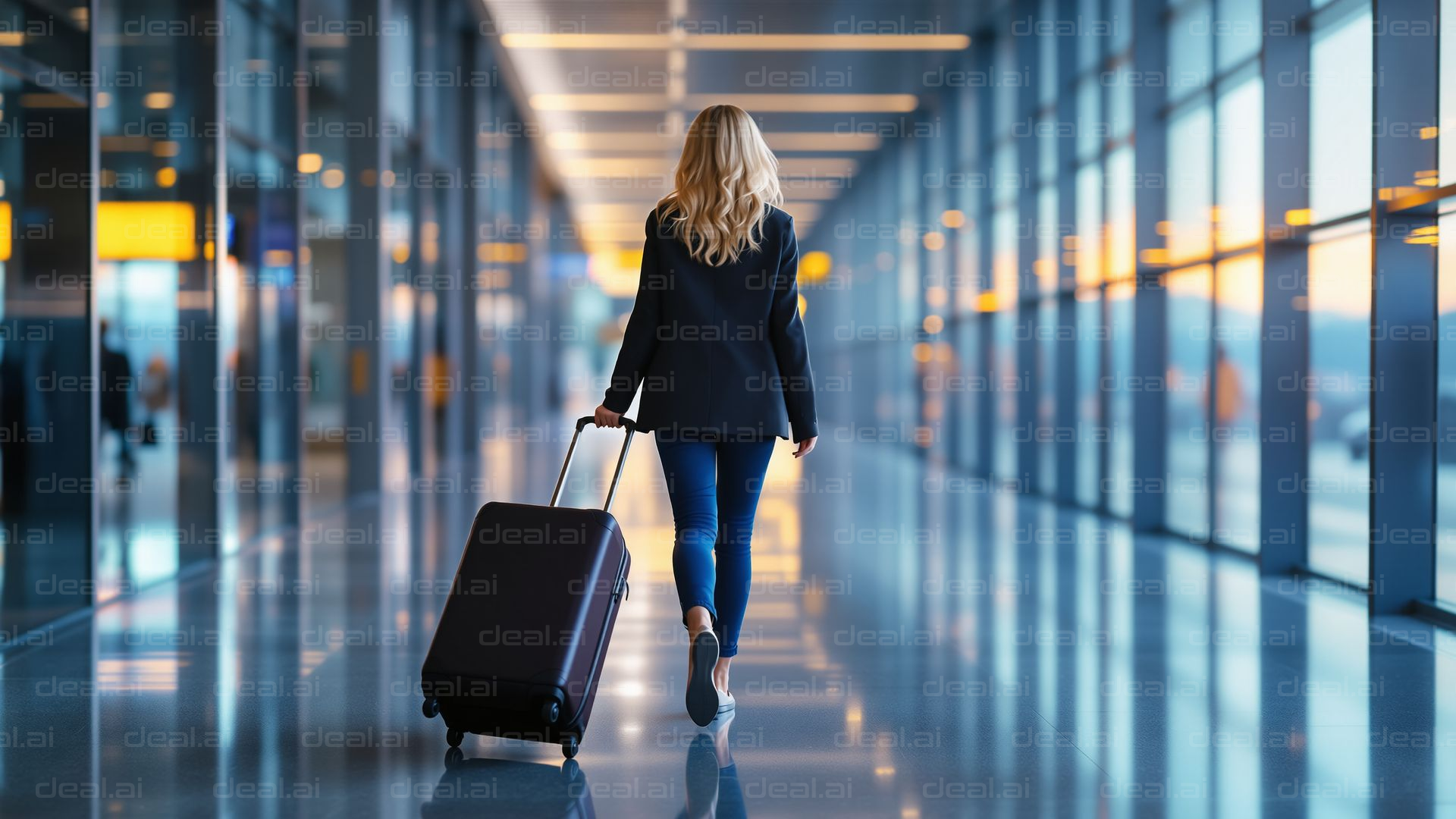 Traveler in Airport Terminal