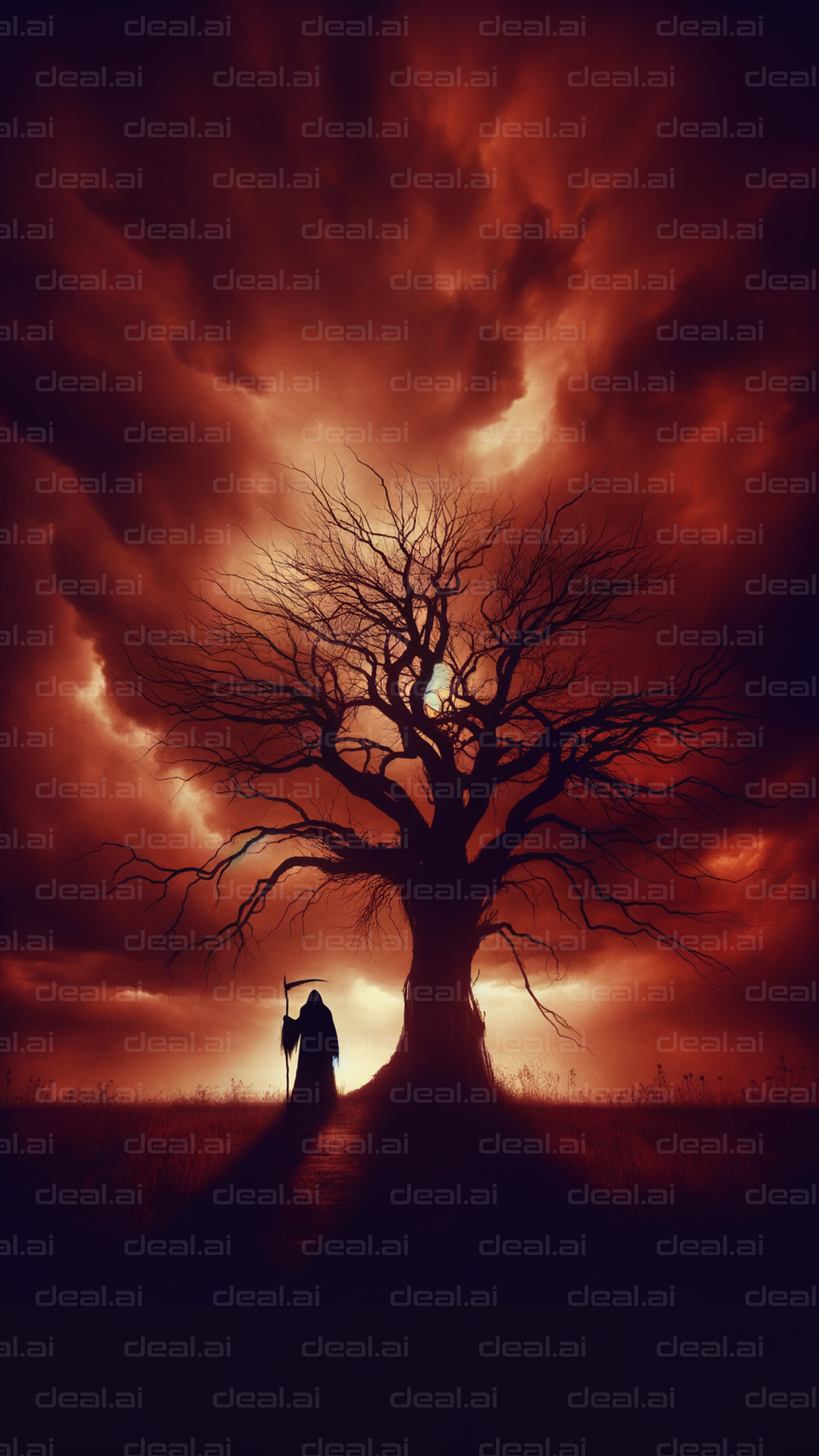 "Grim Reaper Under the Blood Red Sky"