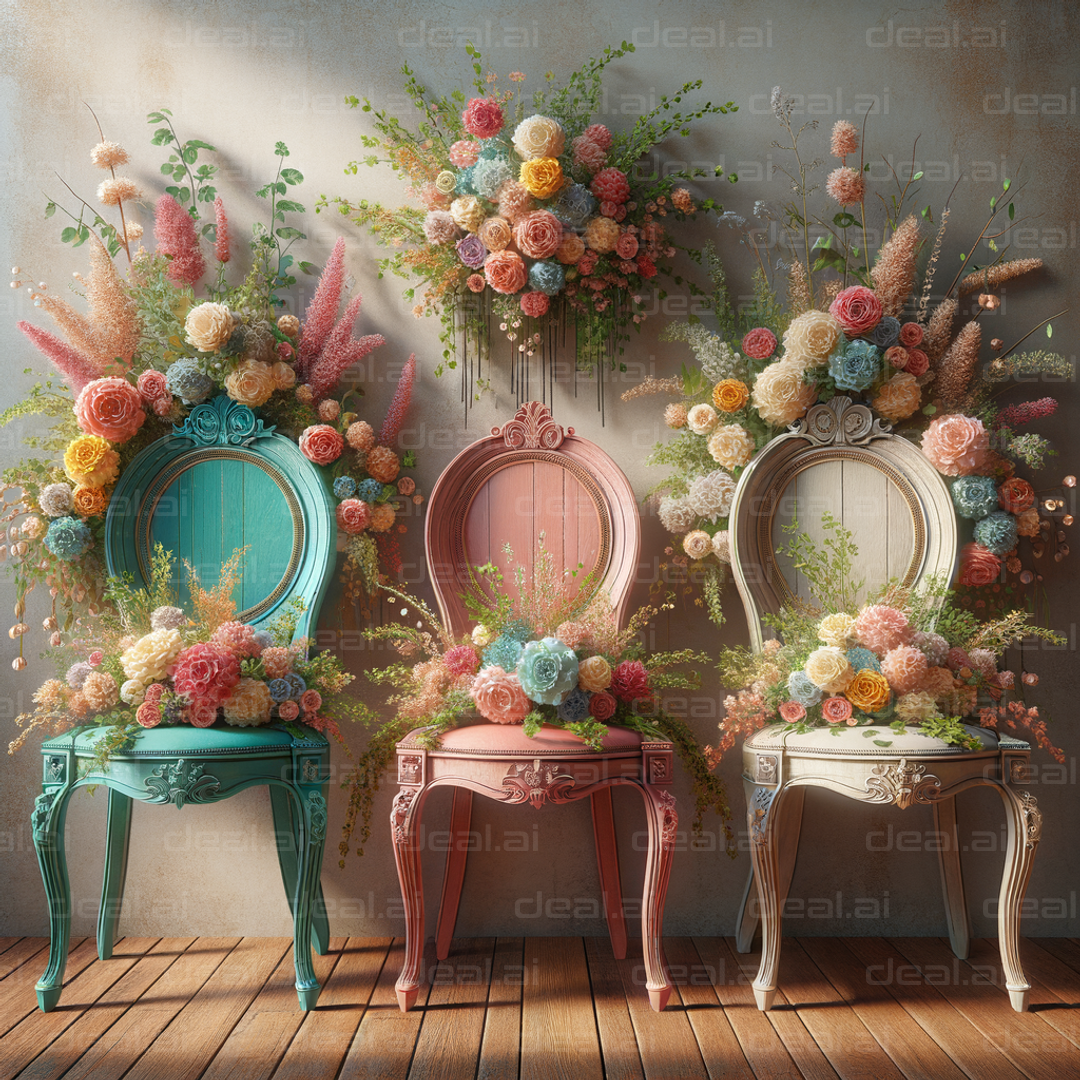 Floral Chairs and Wall Arrangement