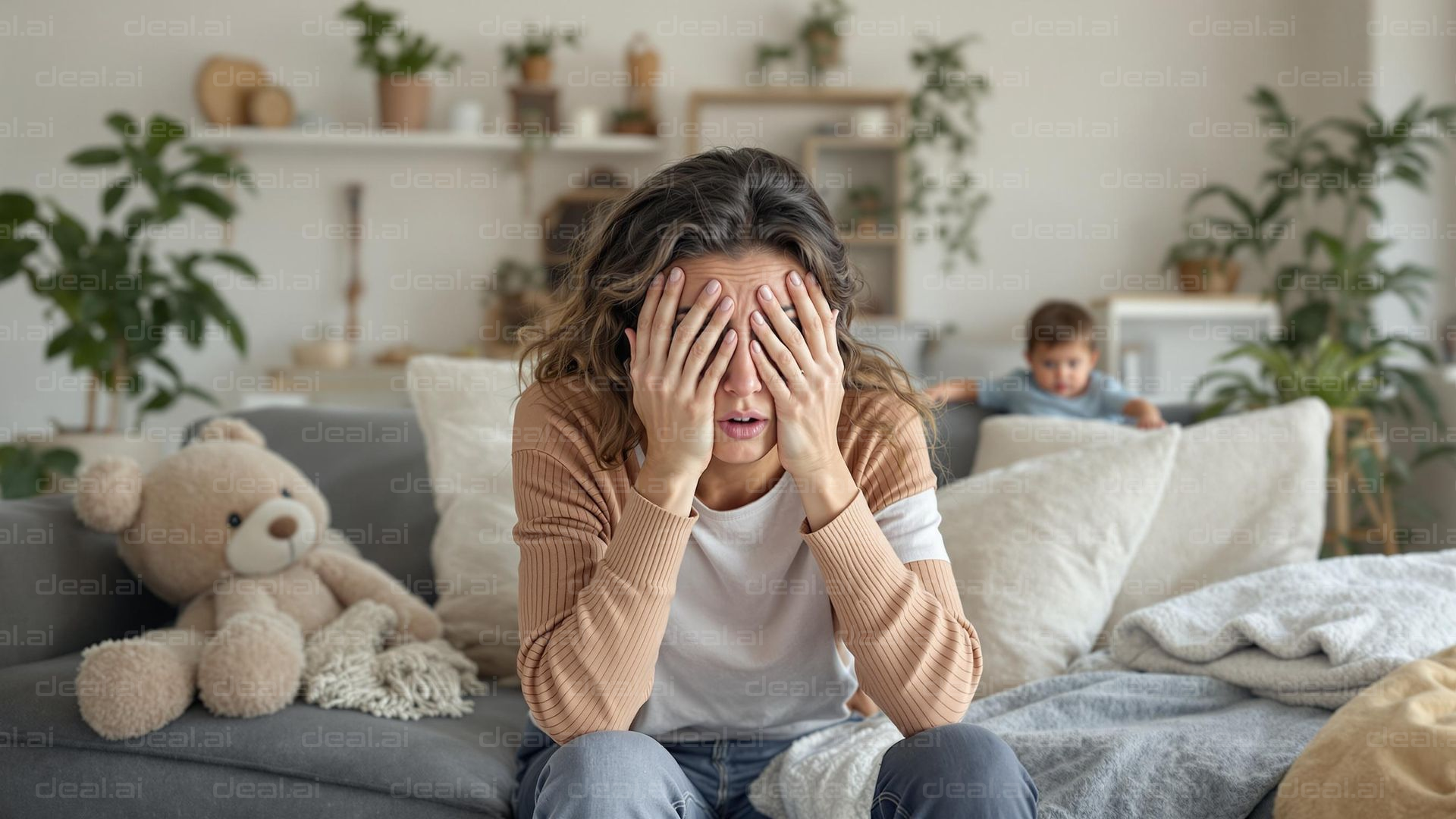 Overwhelmed Mom at Home