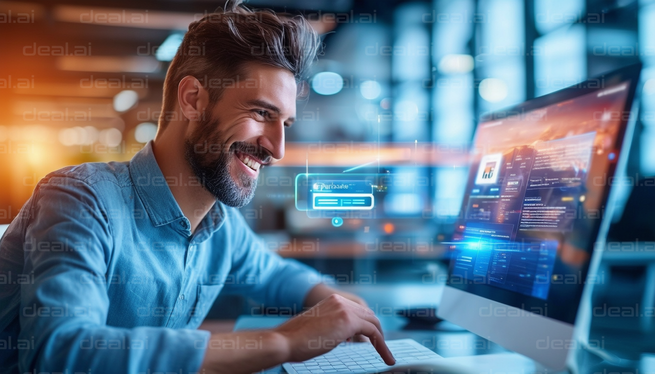 Smiling Developer at Work in Office