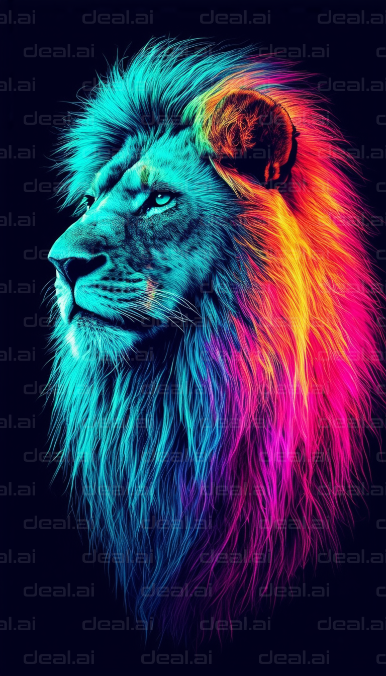 "Neon Lion Majesty"