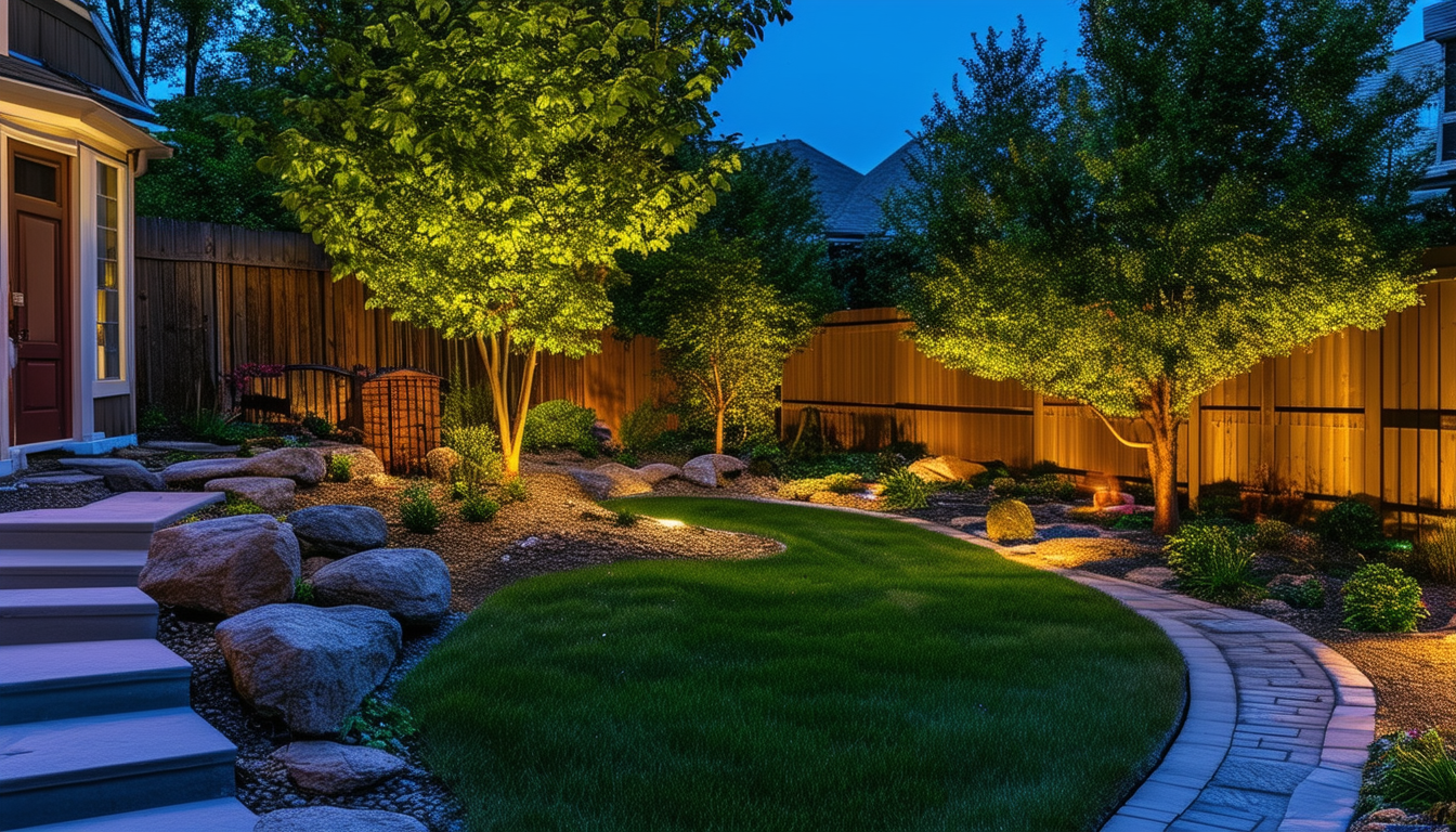 "Evening Garden with Ambient Lighting"