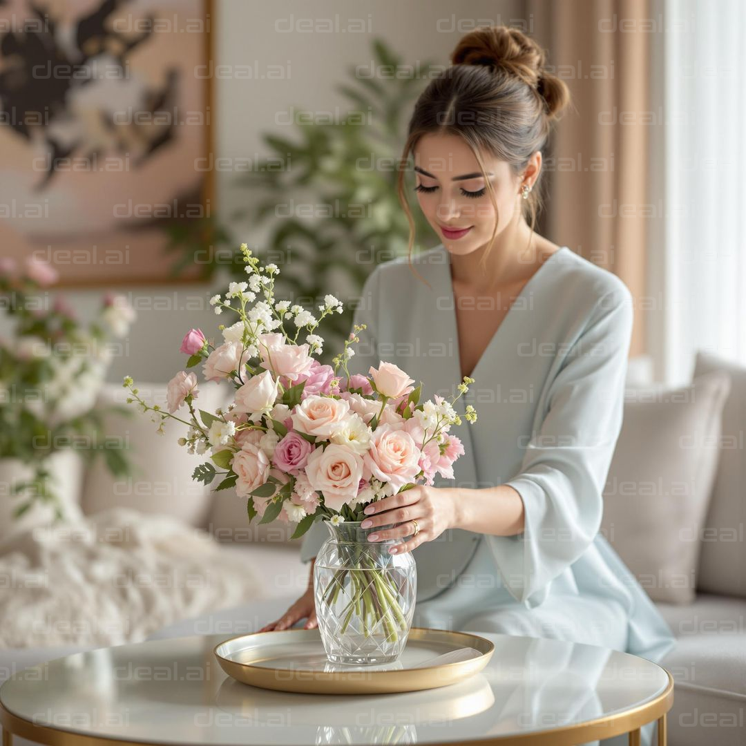 Arranging Elegant Rose Bouquet