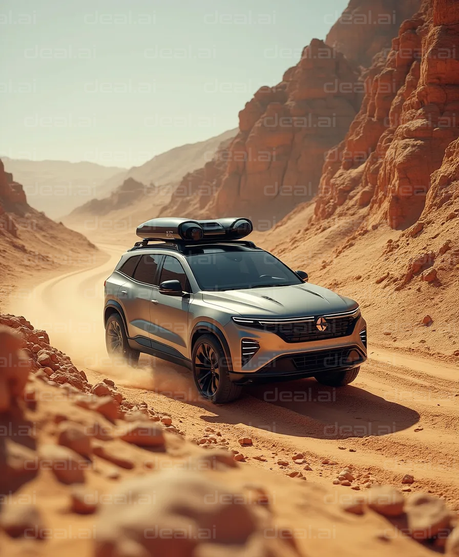 SUV Navigating Desert Canyon Trail