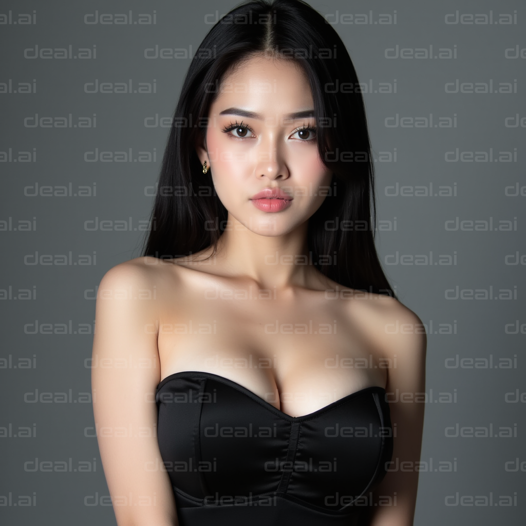 Elegant Woman in Black Dress