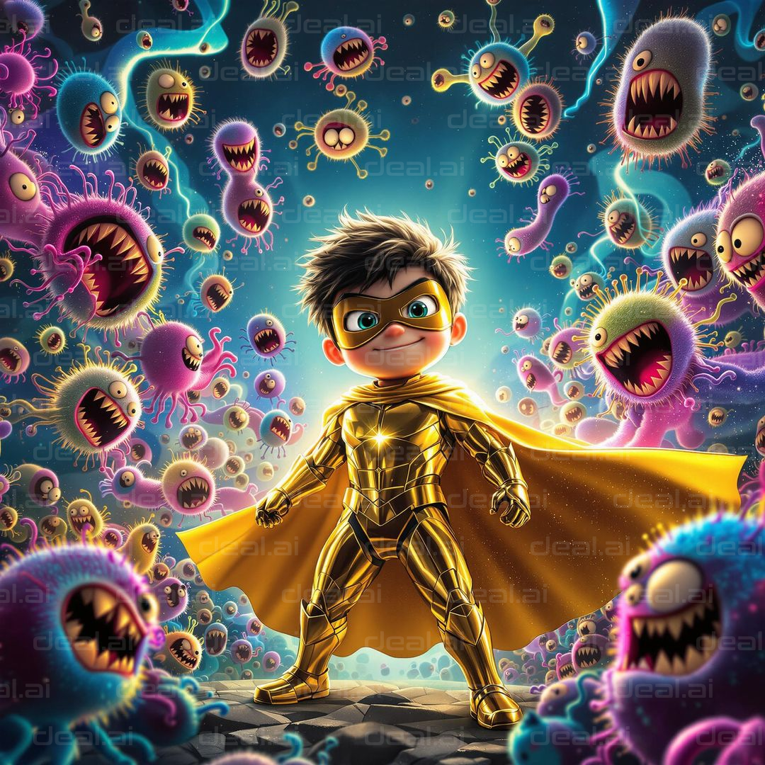 "Super Kid vs. Cartoon Germ Invasion"