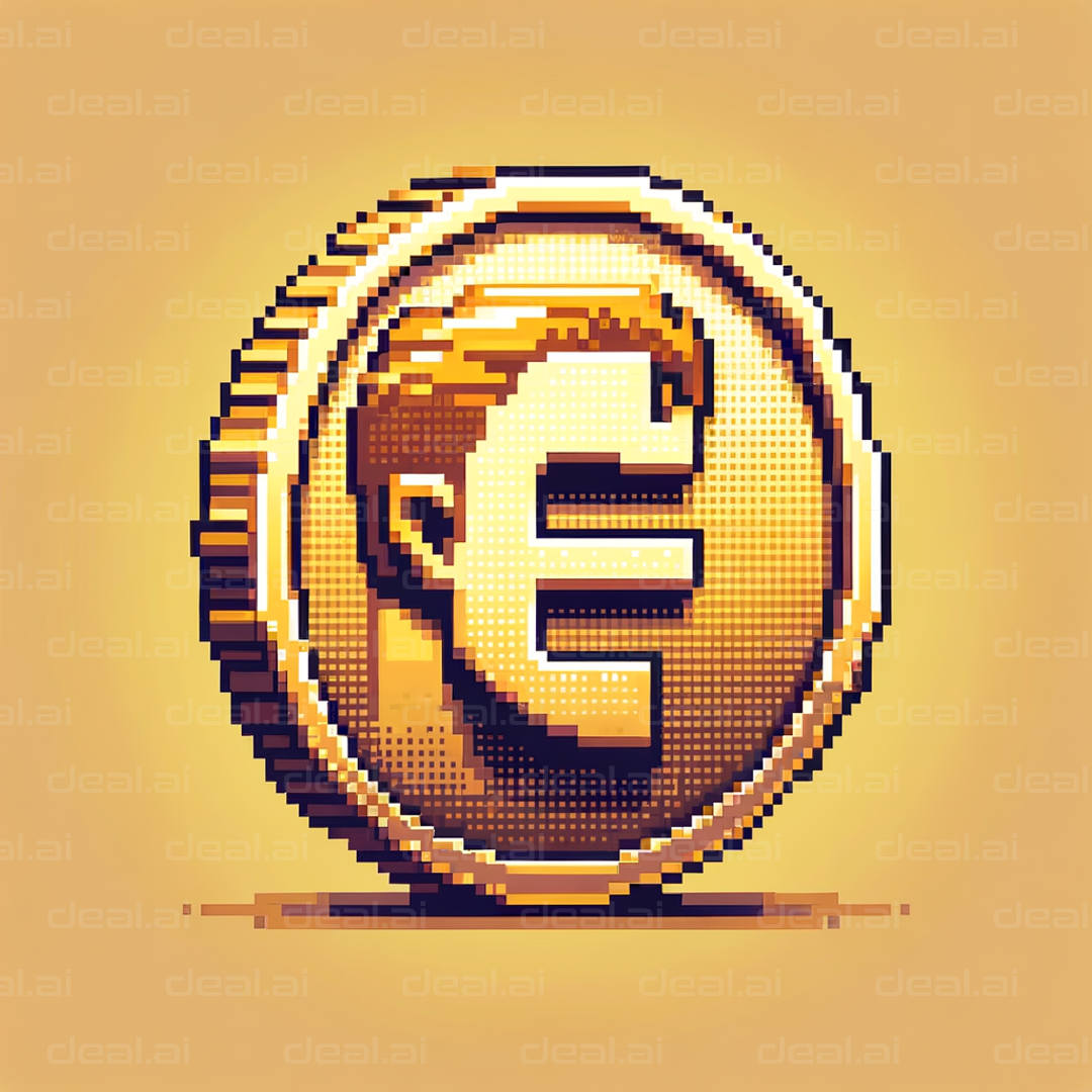 Pixel Art Euro Coin Design