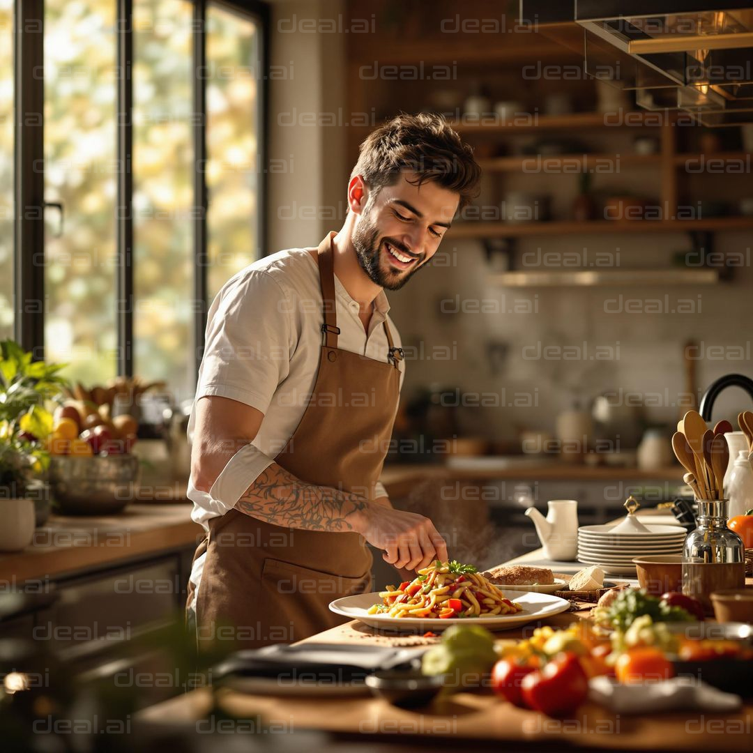 Chef's Joyful Cooking Moment