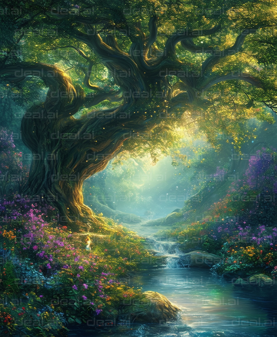 Enchanted Forest with Magical Tree