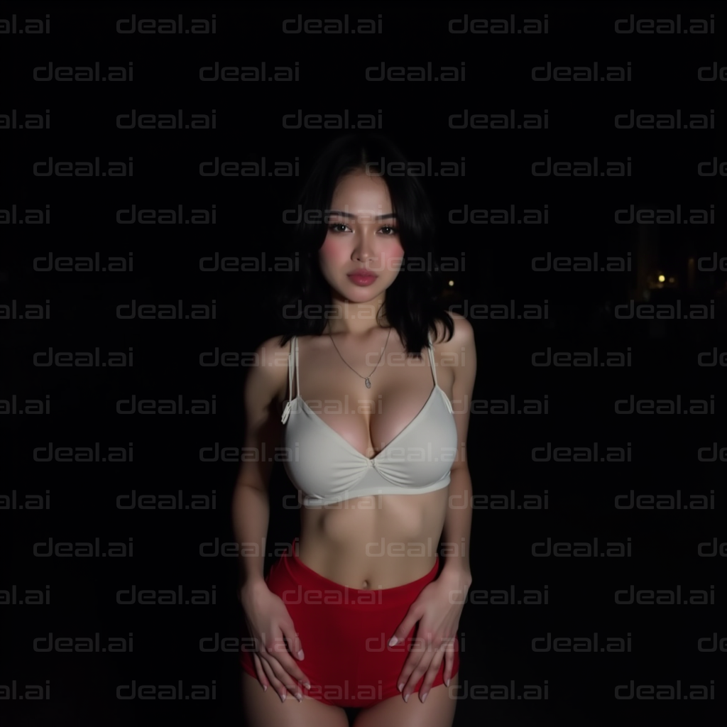 Woman Posing in Red and White Outfit
