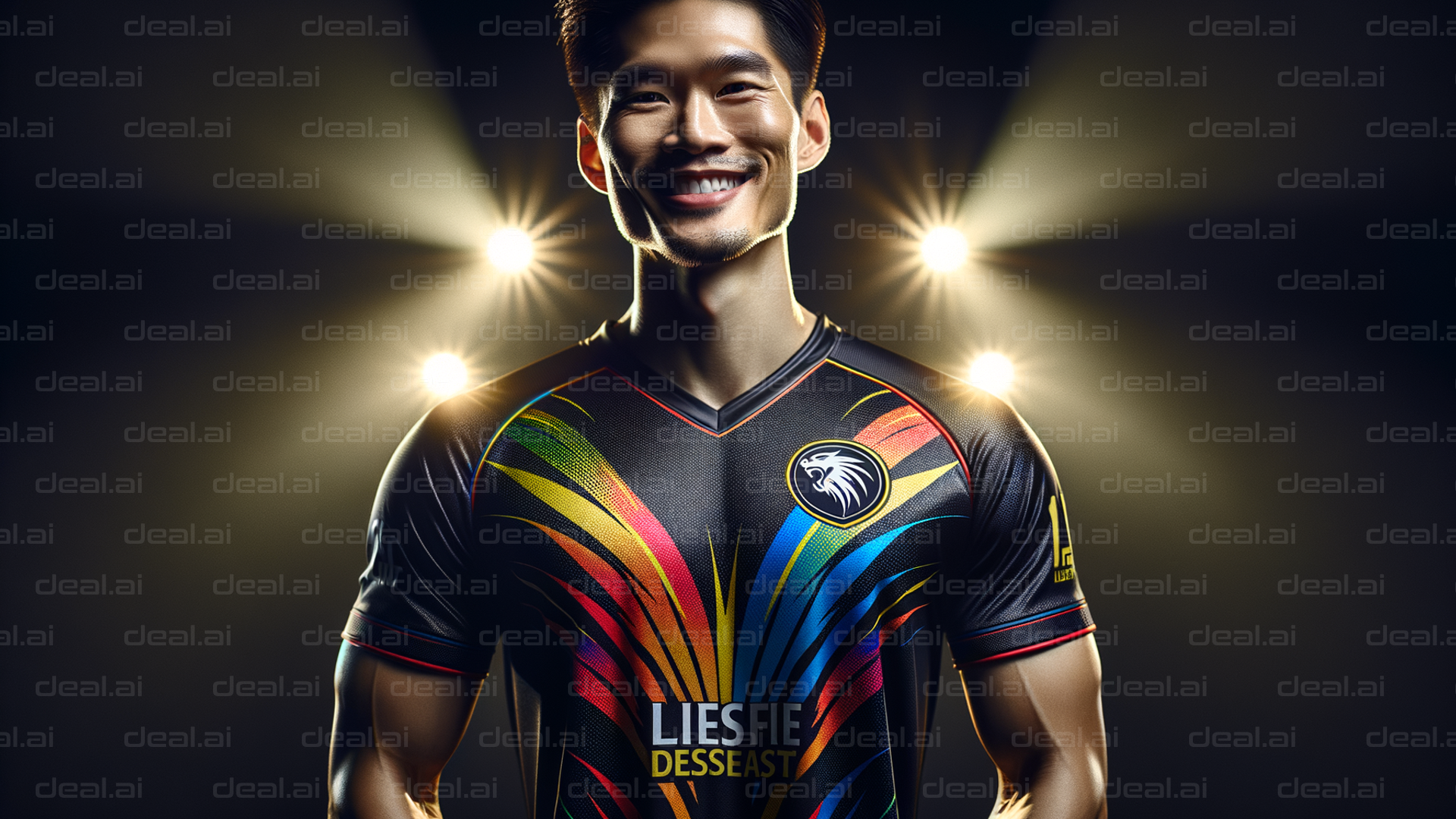 Smiling Athlete in Vibrant Sports Jersey