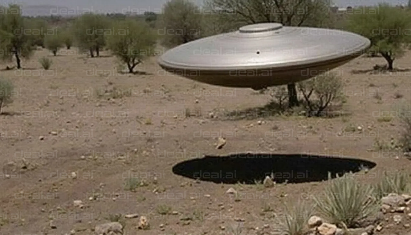 Flying Saucer over Desert Scene