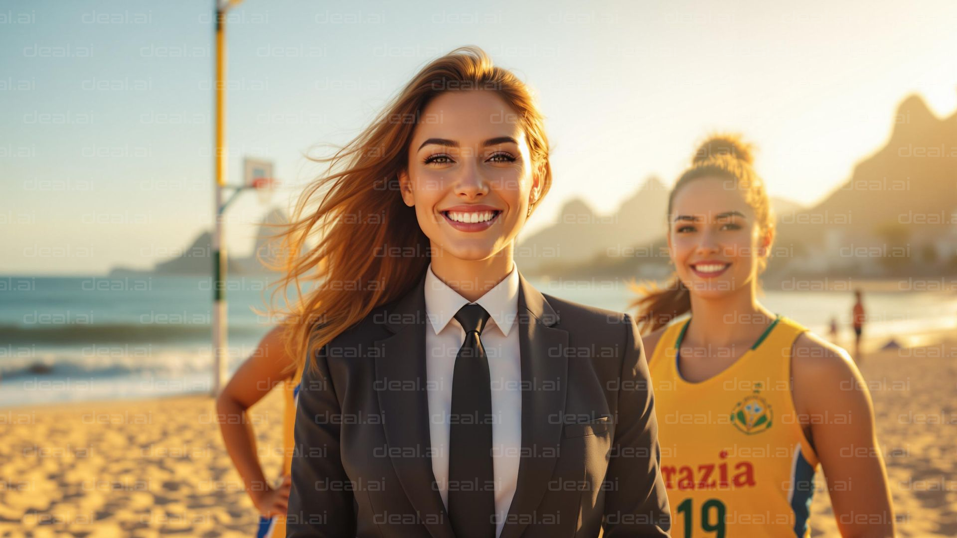 "Joyful Duo on Sunny Beach"
