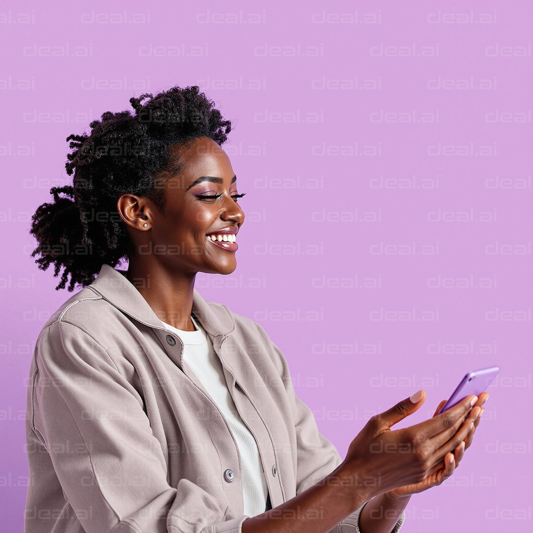 Smiling Woman with Smartphone