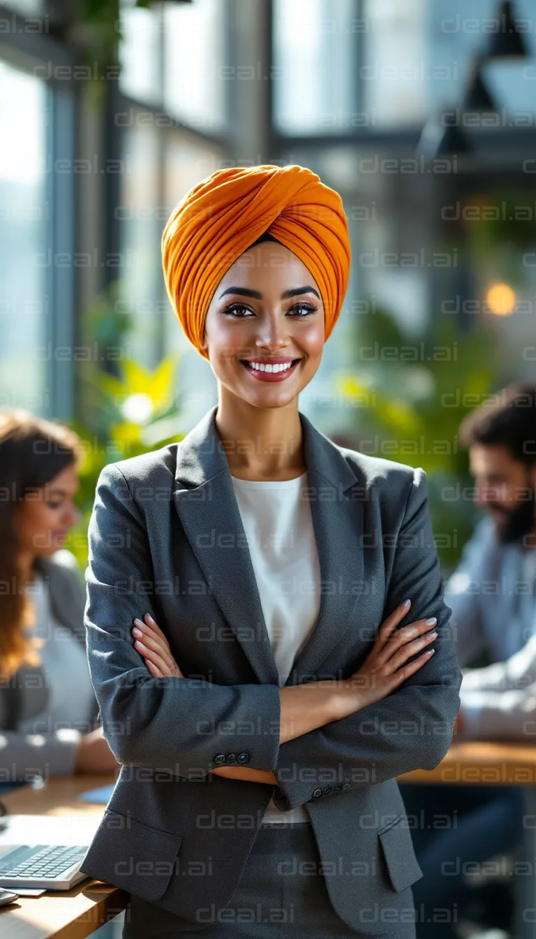 Confident Professional in Orange Turban