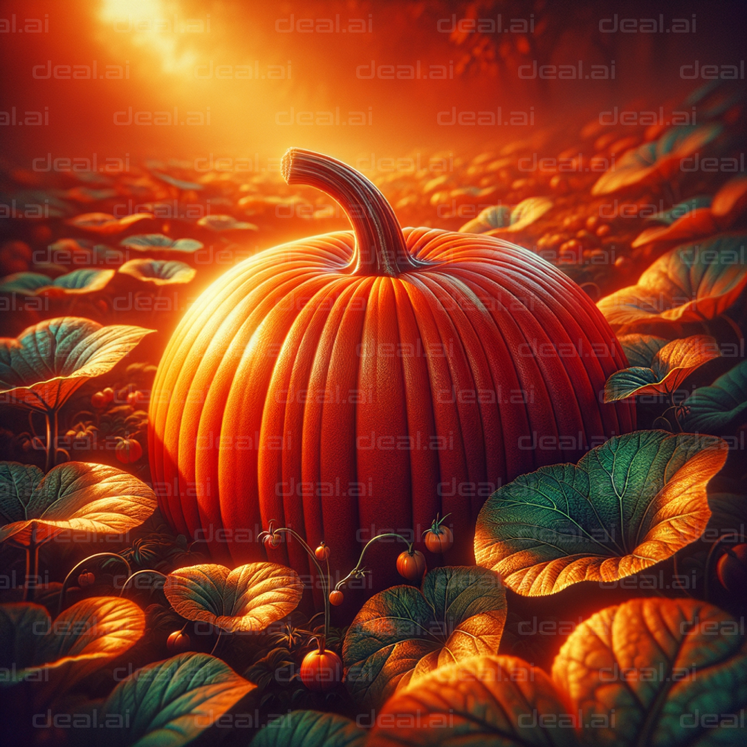 "Magical Pumpkin in Autumn Sunset"