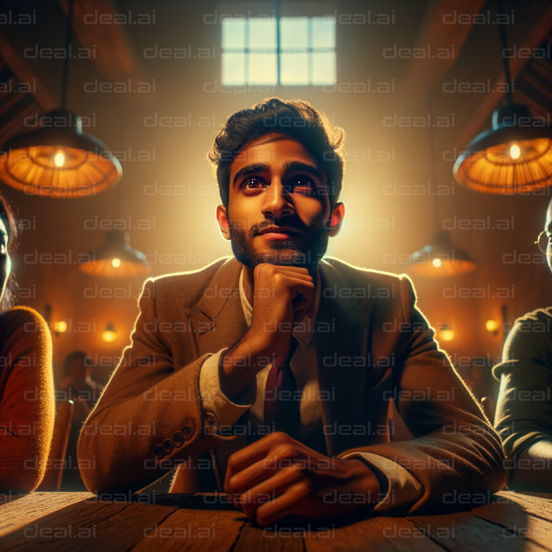 "Thoughtful Café Moment"